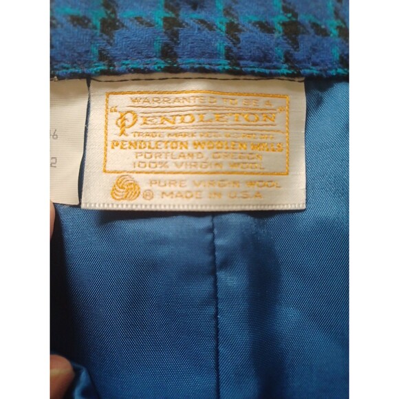 Pendleton vintage classic wool midiskirt 16 blue plaid pockets lined preppy USA - Picture 6 of 10